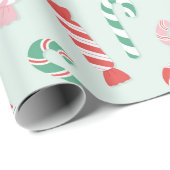 Feestelijke Candy Cane Delight Pattern Cadeaupapier (Rol Hoek)