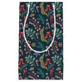 Feestelijke Candy Cane en Holly Pattern Klein Cadeauzakje (Voorkant)