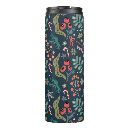 Feestelijke Candy Cane en Holly Pattern Thermosbeker (Achterkant)