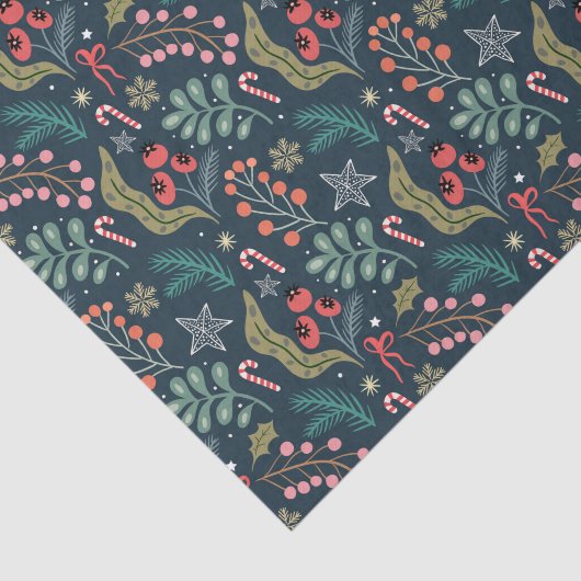 Feestelijke Candy Cane en Holly Pattern Tissuepapier (Detail)