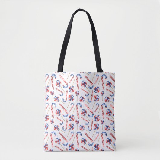 Feestelijke Candy Cane en Lollipop Canvas tas (Voorkant)