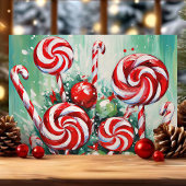 Feestelijke Candy Cane en Pepermunt Kerstmis Feestdagen Kaart