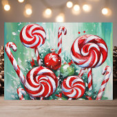 Feestelijke Candy Cane en Pepermunt Kerstmis Feestdagen Kaart