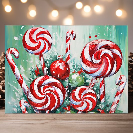 Feestelijke Candy Cane en Pepermunt Kerstmis Feestdagen Kaart