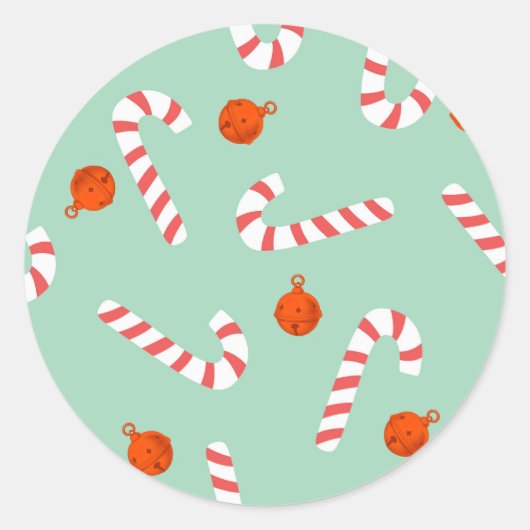 Feestelijke Candy Cane Envelop Afdichting Ronde St Ronde Sticker (Voorkant)