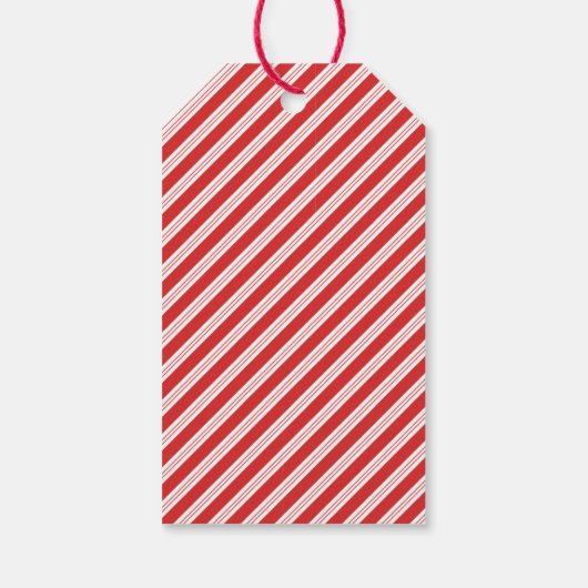 Feestelijke Candy Cane Gestreepte Kerst Rood Wit Cadeaulabel (Achterkant)