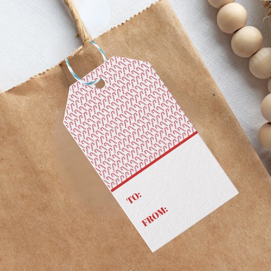 Feestelijke Candy Cane Gestreepte Kerst Rood Wit Cadeaulabel