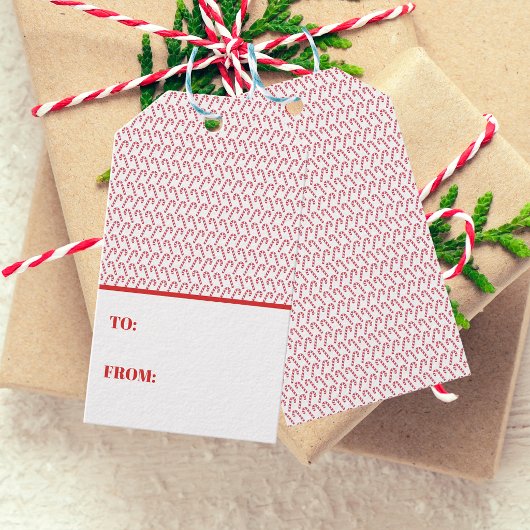 Feestelijke Candy Cane Gestreepte Kerst Rood Wit Cadeaulabel