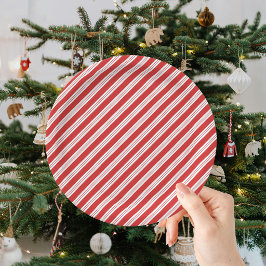 Feestelijke Candy Cane Gestreepte Kerst Rood Wit Papieren Bordje