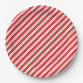 Feestelijke Candy Cane Gestreepte Kerst Rood Wit Papieren Bordje (Voorkant)