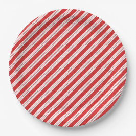Feestelijke Candy Cane Gestreepte Kerst Rood Wit Papieren Bordje