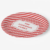Feestelijke Candy Cane Gestreepte Kerst Rood Wit Papieren Bordje (Gekanteld)