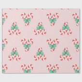 Feestelijke Candy Cane Hearts Pattern Cadeaupapier (Vlak)