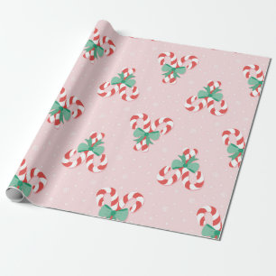 Feestelijke Candy Cane Hearts Pattern Cadeaupapier
