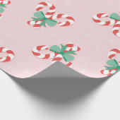 Feestelijke Candy Cane Hearts Pattern Cadeaupapier (Hoek)