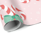 Feestelijke Candy Cane Hearts Pattern Cadeaupapier (Rol Hoek)