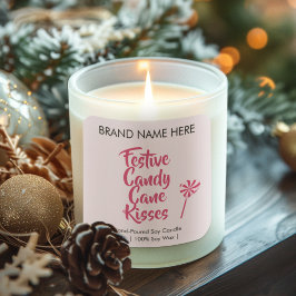Feestelijke Candy Cane Kussen | Moderne Kaarslabel Vierkante Sticker