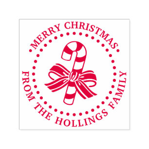 Feestelijke Candy Cane Prettig Kerstmis Groet Naam Zelfinktende Stempel