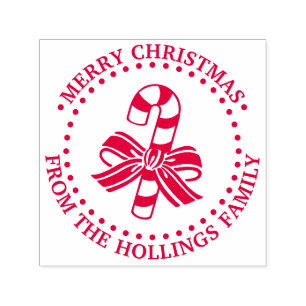 Feestelijke Candy Cane Prettig Kerstmis Groet Naam Zelfinktende Stempel