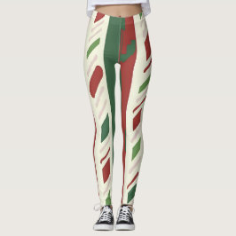 Feestelijke Candy Cane Stripes in rood en groen Leggings