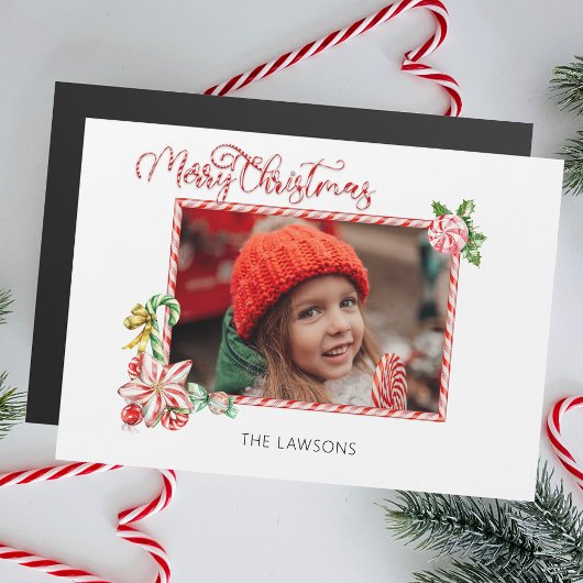 Feestelijke Candy Cane Vrolijk Kerstmis Eén Foto