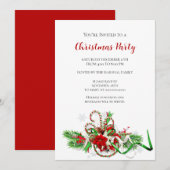 Feestelijke Candy Canes en Poinsettia Kerstfeest Kaart (Voorkant / Achterkant)