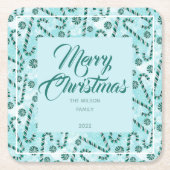 Feestelijke Candy Canes Pepermunt Kartonnen Onderzetters (Voorkant)