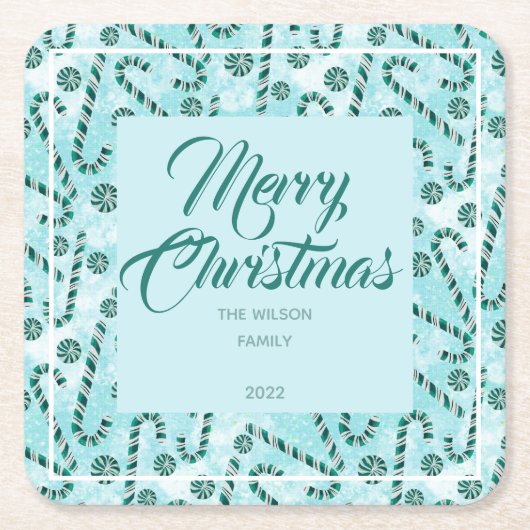 Feestelijke Candy Canes Pepermunt Kartonnen Onderzetters (Voorkant)