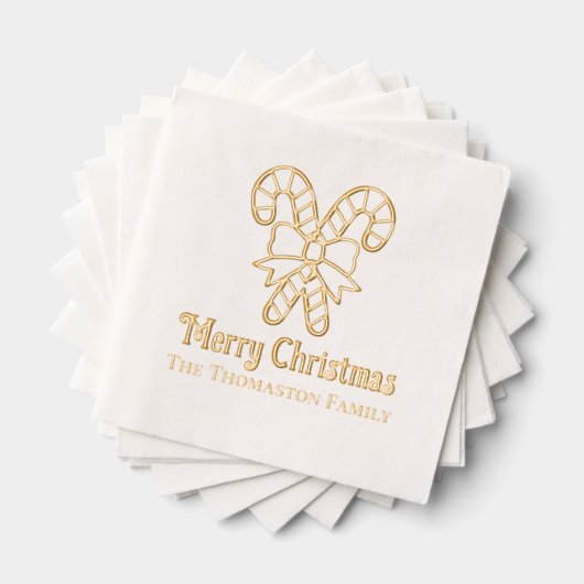 Feestelijke Candy Canes Vrolijke Kerstnaam Folie Servetten (Insitu (Gestapeld))