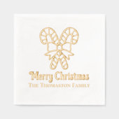 Feestelijke Candy Canes Vrolijke Kerstnaam Folie Servetten (Voorkant)