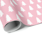 Feestelijke Candy Roze Witte Kerstboom patroon Cadeaupapier (Rol Hoek)