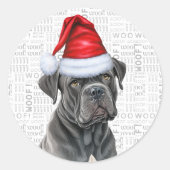 Feestelijke Cane Corso Hond Woof Woord Kunst Kerst Ronde Sticker (Voorkant)