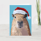 Feestelijke Capybara in Kerstmannenhoed (Voorkant)