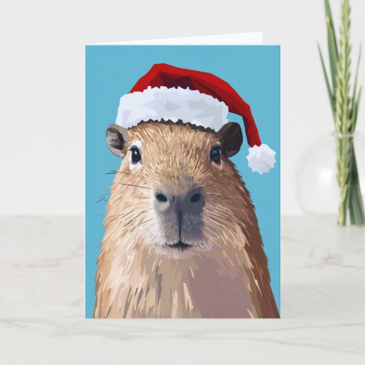 Feestelijke Capybara in Kerstmannenhoed (Voorkant)