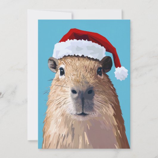 Feestelijke Capybara in Kerstmannenhoed Kaart (Voorkant)