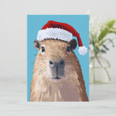 Feestelijke Capybara in Kerstmannenhoed Kaart (Staand voorkant)