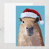 Feestelijke Capybara in Kerstmannenhoed Kaart (Voorkant / Achterkant)