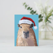 Feestelijke Capybara in Santa Hat Briefkaart (Staand voorkant)