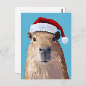 Feestelijke Capybara in Santa Hat Briefkaart (Voorkant / Achterkant)