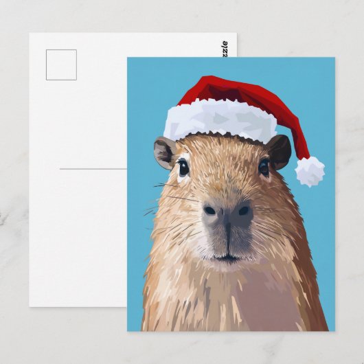 Feestelijke Capybara in Santa Hat Briefkaart (Voorkant / Achterkant)