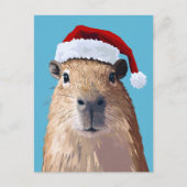 Feestelijke Capybara in Santa Hat Briefkaart (Voorkant)