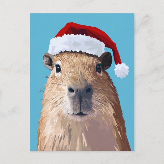 Feestelijke Capybara in Santa Hat Briefkaart (Voorkant)