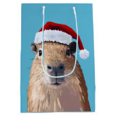 Feestelijke Capybara in Santa Hat Medium Cadeauzakje (Achterkant)
