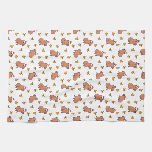 Feestelijke Capybara kerstvakantie Theedoek (Horizontaal)