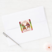Feestelijke Capybara kerstwoordspeling met familie Vierkante Sticker (Envelop)