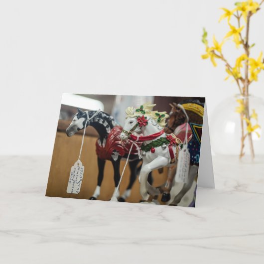 Feestelijke Carrousel Paarden Ornament Collectie Kaart (Gele Bloem)