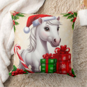 Feestelijke Cartoon in Santa Hat met cadeaus Kussen (Deken)