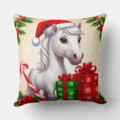Feestelijke Cartoon in Santa Hat met cadeaus Kussen (Achterkant)