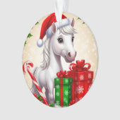 Feestelijke Cartoon in Santa Hat met cadeaus Ornament (voorkant)