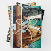 Feestelijke Cartoon in stripboekstijl Inpakpapier Vel (In situ)